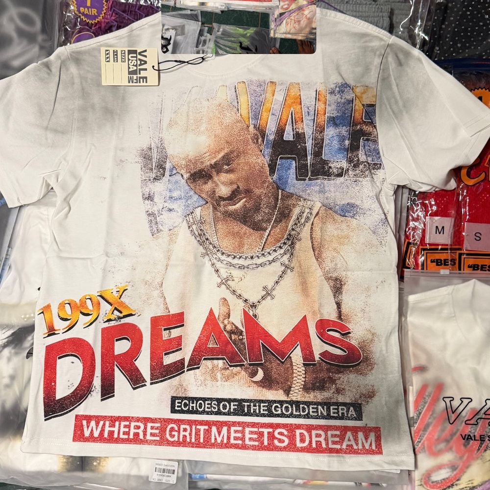Valle Graphic '199X Dreams' White Tee with Red & Blue Print